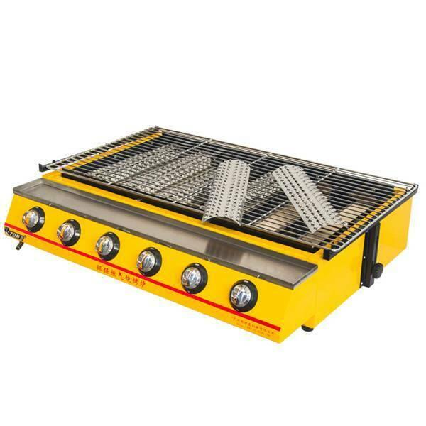 1pc Commercial 6 head gas-fired grill smokeless barbecue machine