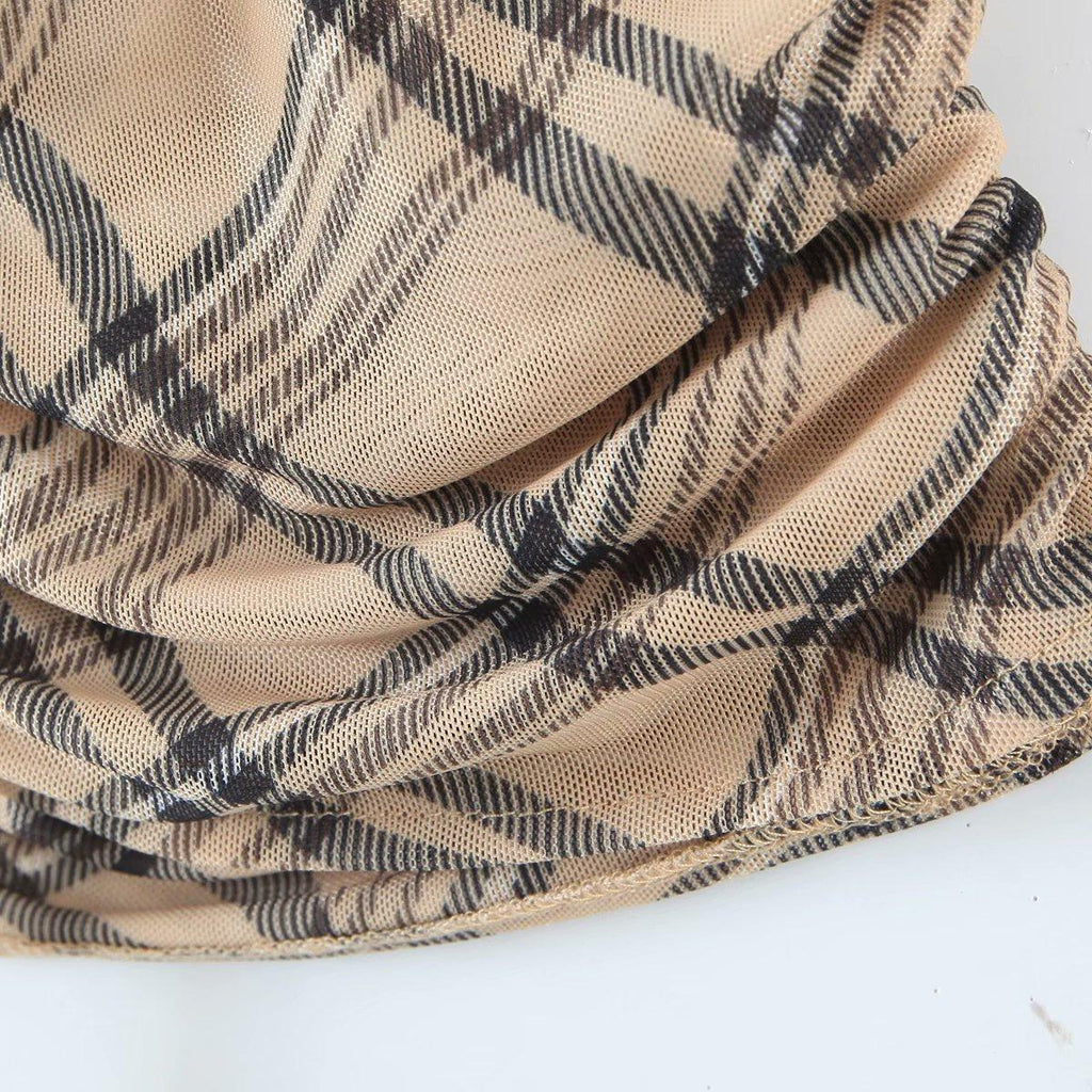 vintage plaid printed loose trousers