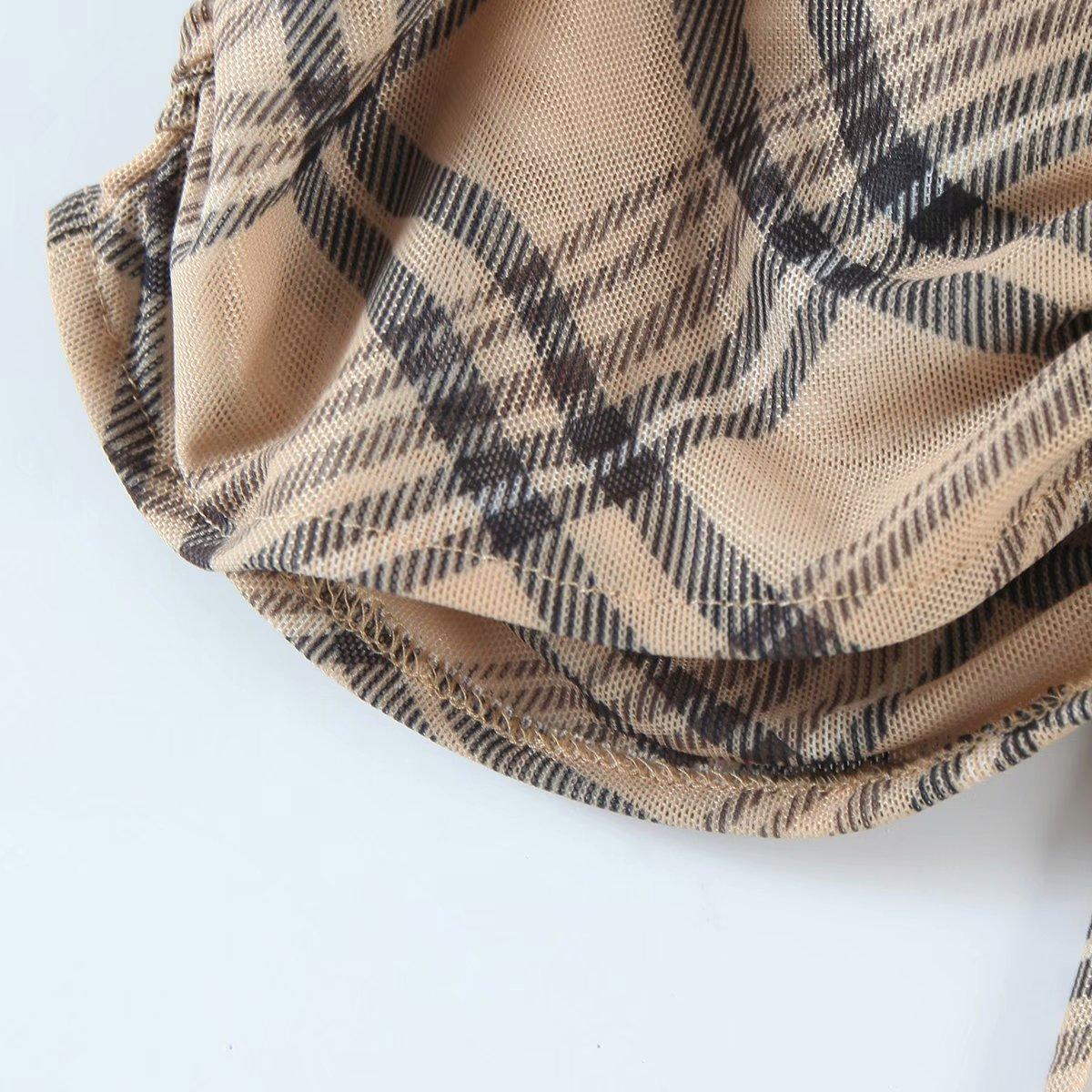 vintage plaid printed loose trousers