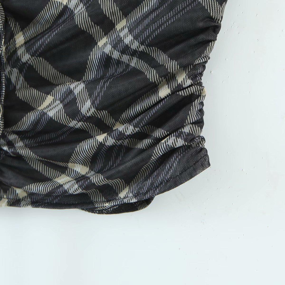 vintage plaid printed loose trousers