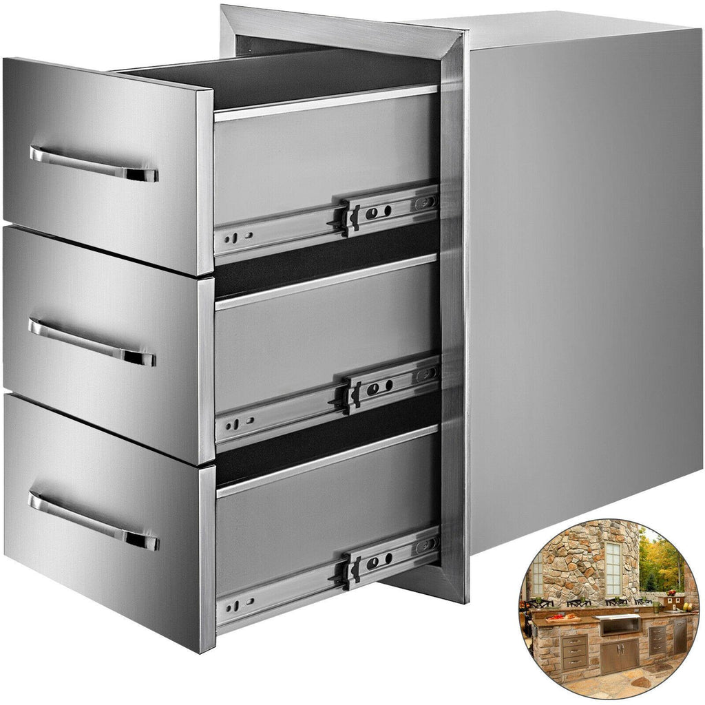 Triple Drawer Outdoor Kitchen BBQ Island  Steel Drawer 15.7"X21.6"