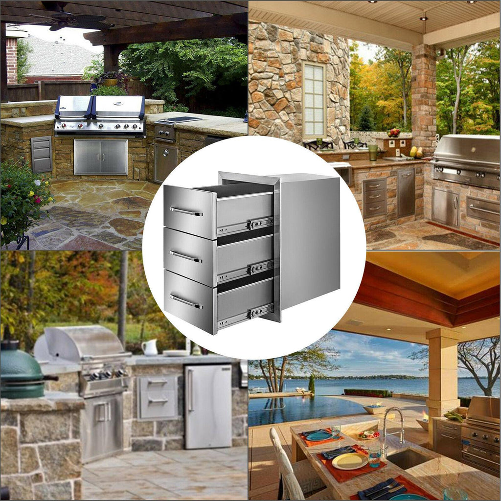 Triple Drawer Outdoor Kitchen BBQ Island  Steel Drawer 15.7"X21.6"