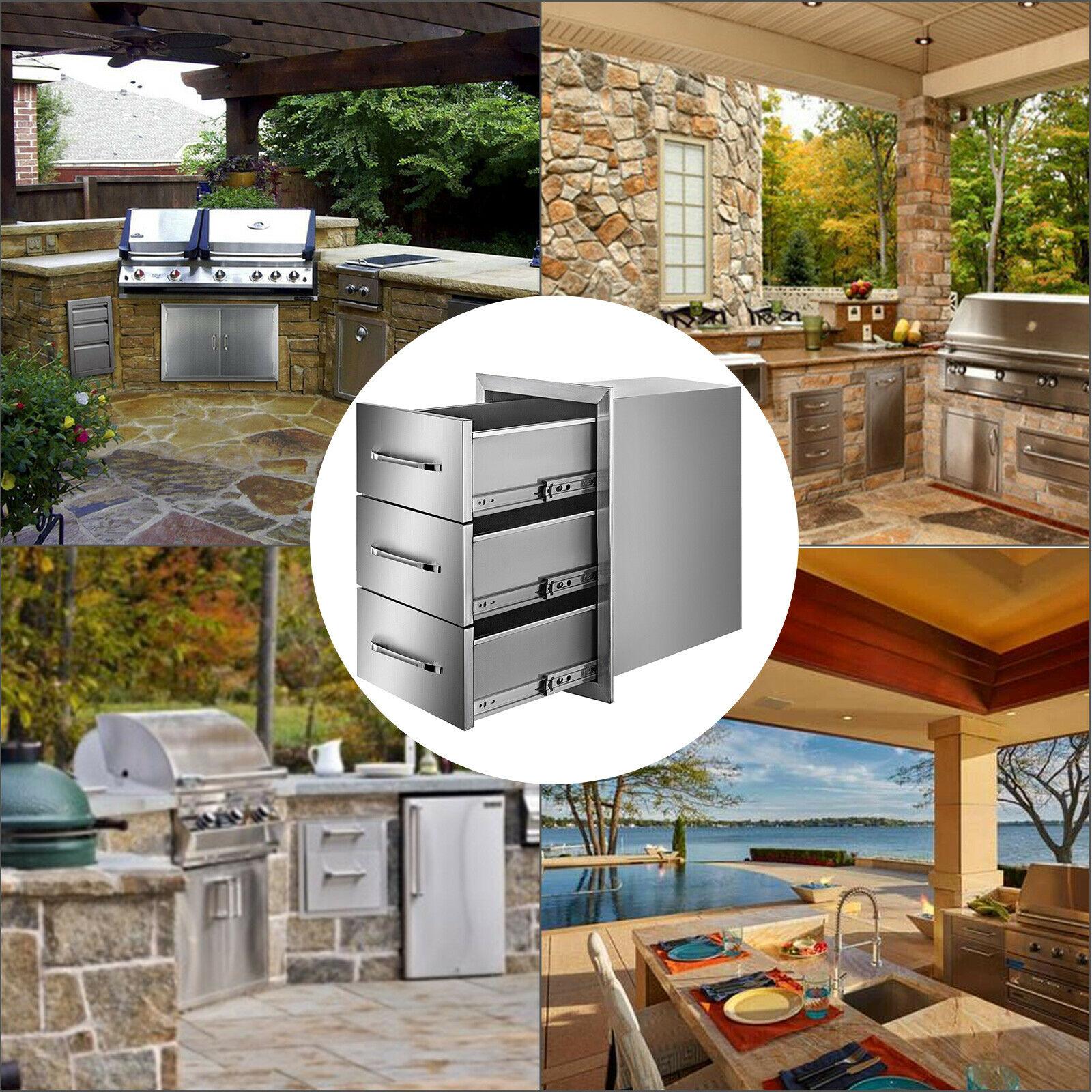 Triple Drawer Outdoor Kitchen BBQ Island  Steel Drawer 15.7"X21.6"