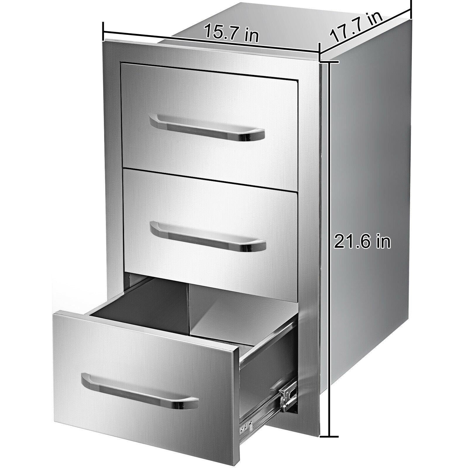 Triple Drawer Outdoor Kitchen BBQ Island  Steel Drawer 15.7"X21.6"