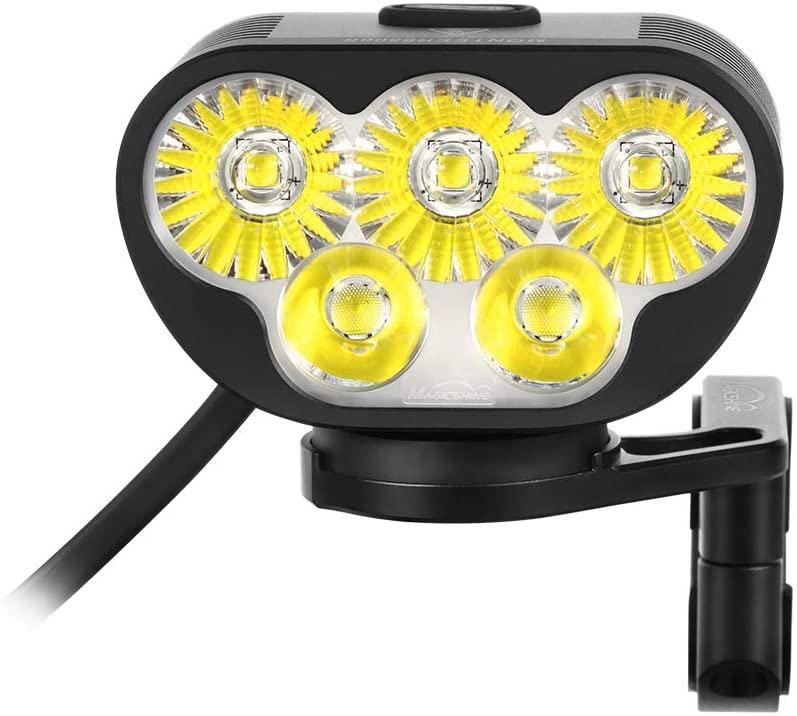 Magicshine Monteer 6500S Zeus Mountain Bike Headlight, 6500 lumens of Actual max Output MTB Light with 3X CREE XHP50.2 and 2xXM-L2 Spot/Food/Combo Beams, 10,000mAh Super high Capacity Battery Pack
