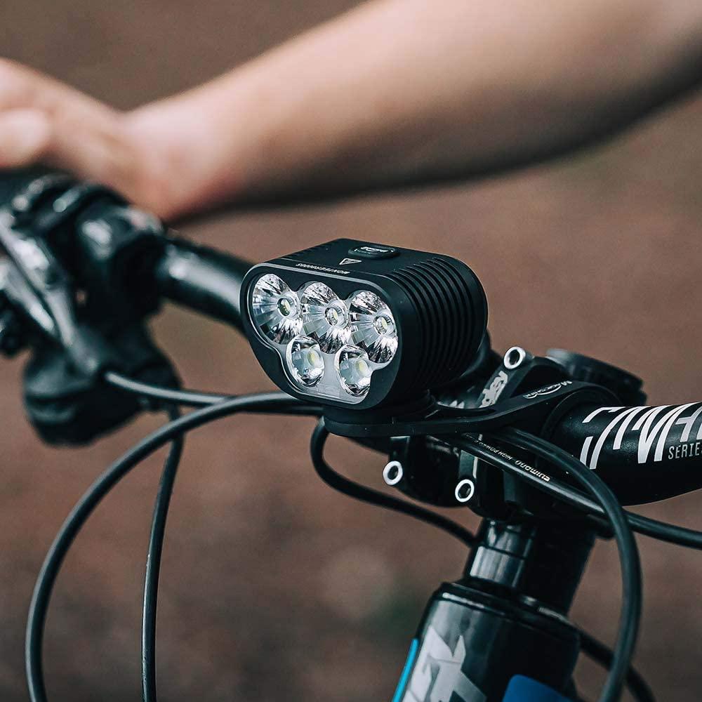 Magicshine Monteer 6500S Zeus Mountain Bike Headlight, 6500 lumens of Actual max Output MTB Light with 3X CREE XHP50.2 and 2xXM-L2 Spot/Food/Combo Beams, 10,000mAh Super high Capacity Battery Pack