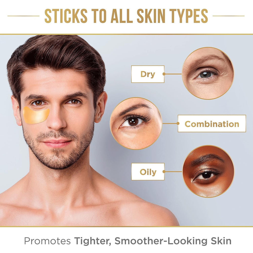 DERMORA Skin Treatment Mask 24K Gold Eye Mask - Rejuvenating Treatment for Dark Cirlce,Puffiness,Refresh,Revitalizing,Wrinkles - 30 Pairs Eye Gels