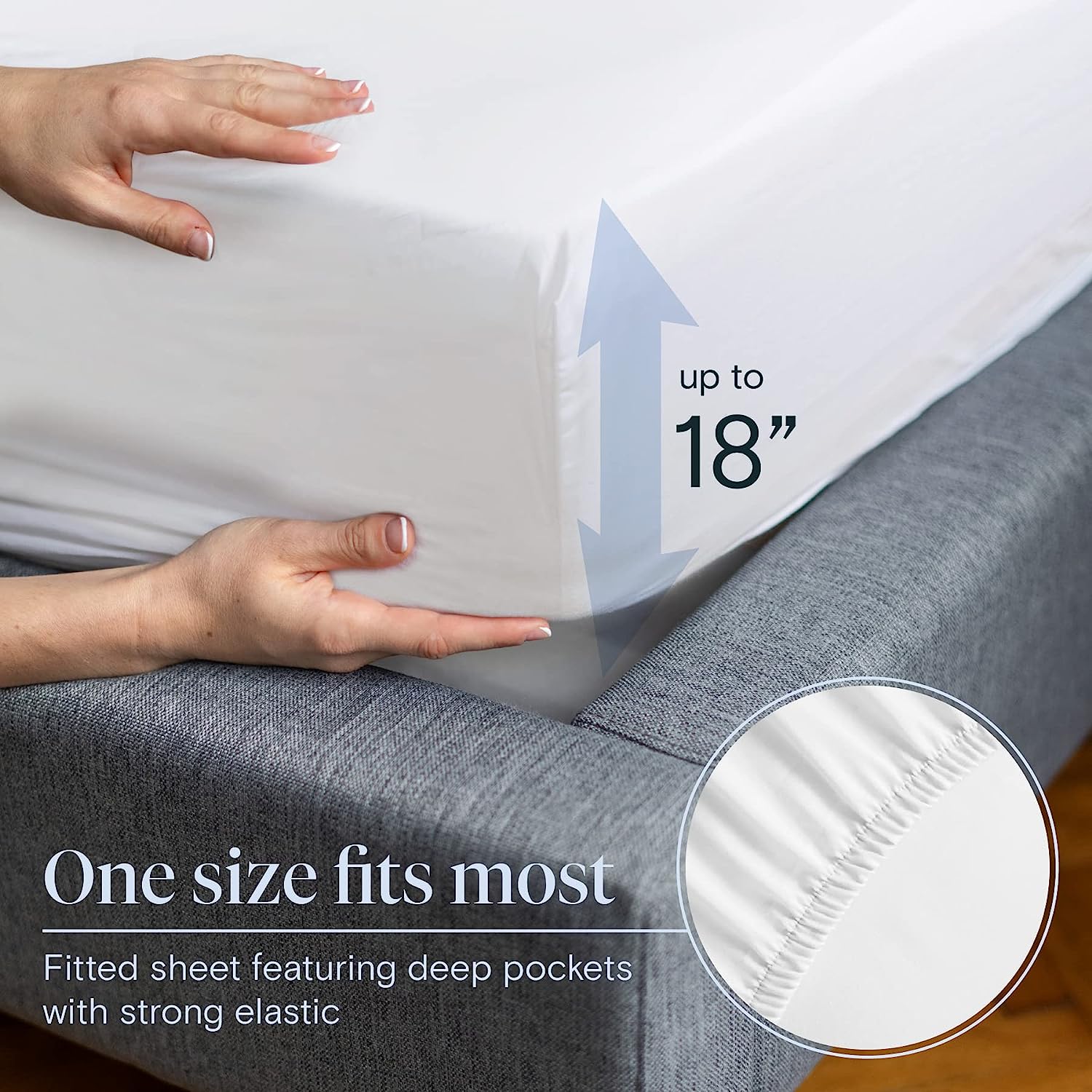 LuxClub 6 PC Queen Sheet Set Bamboo Sheets Deep Pockets 18" Eco Friendly Wrinkle Free Cooling Sheets Machine Washable Hotel Bedding Silky Soft - Snow White Fitted Sheet Queen Size