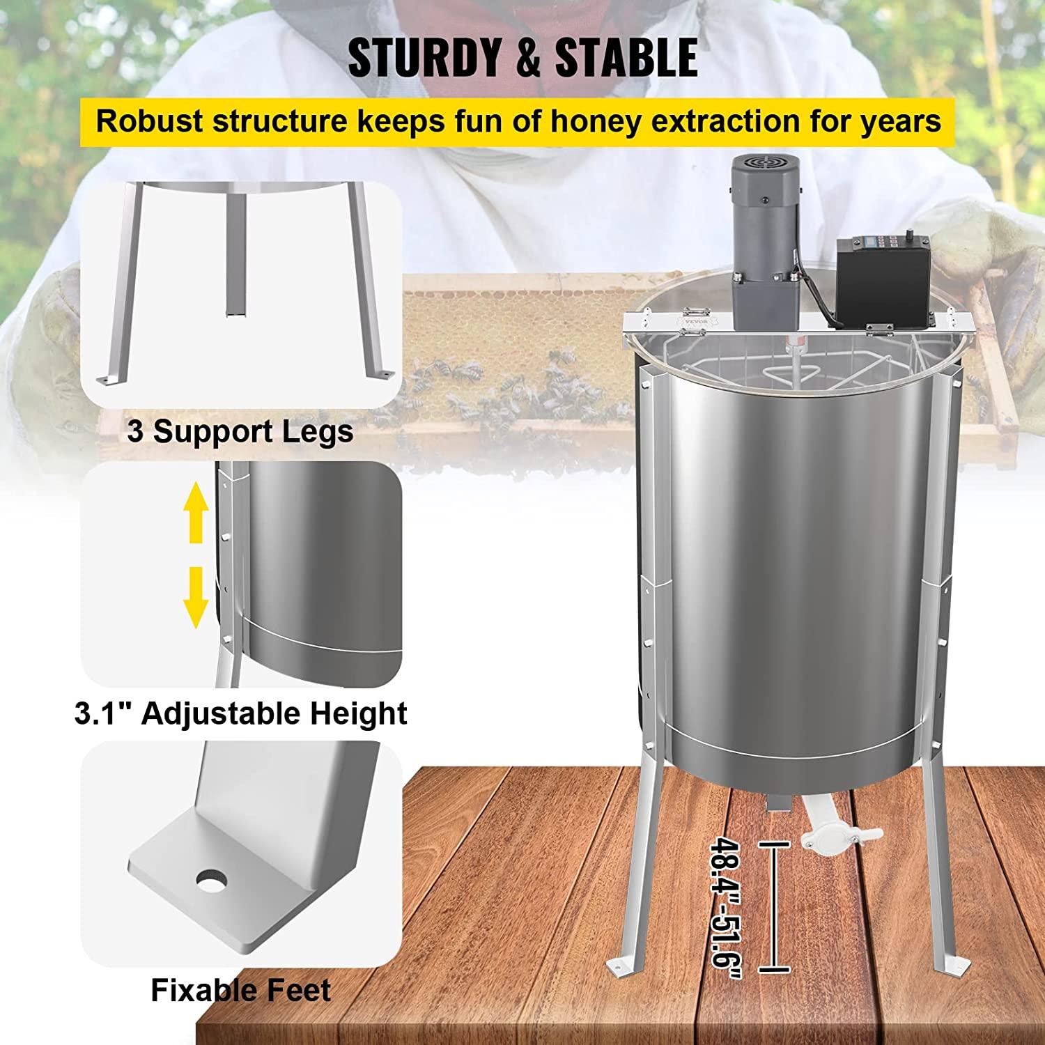 Electric Honey Extractor, 4 or 8 Frame Beekeeping Extractor, Food-Grade  Steel Honeycomb Drum Spinner, Apiary CentrifuEquipment with Height Adjustable Stand and Transparent Lid