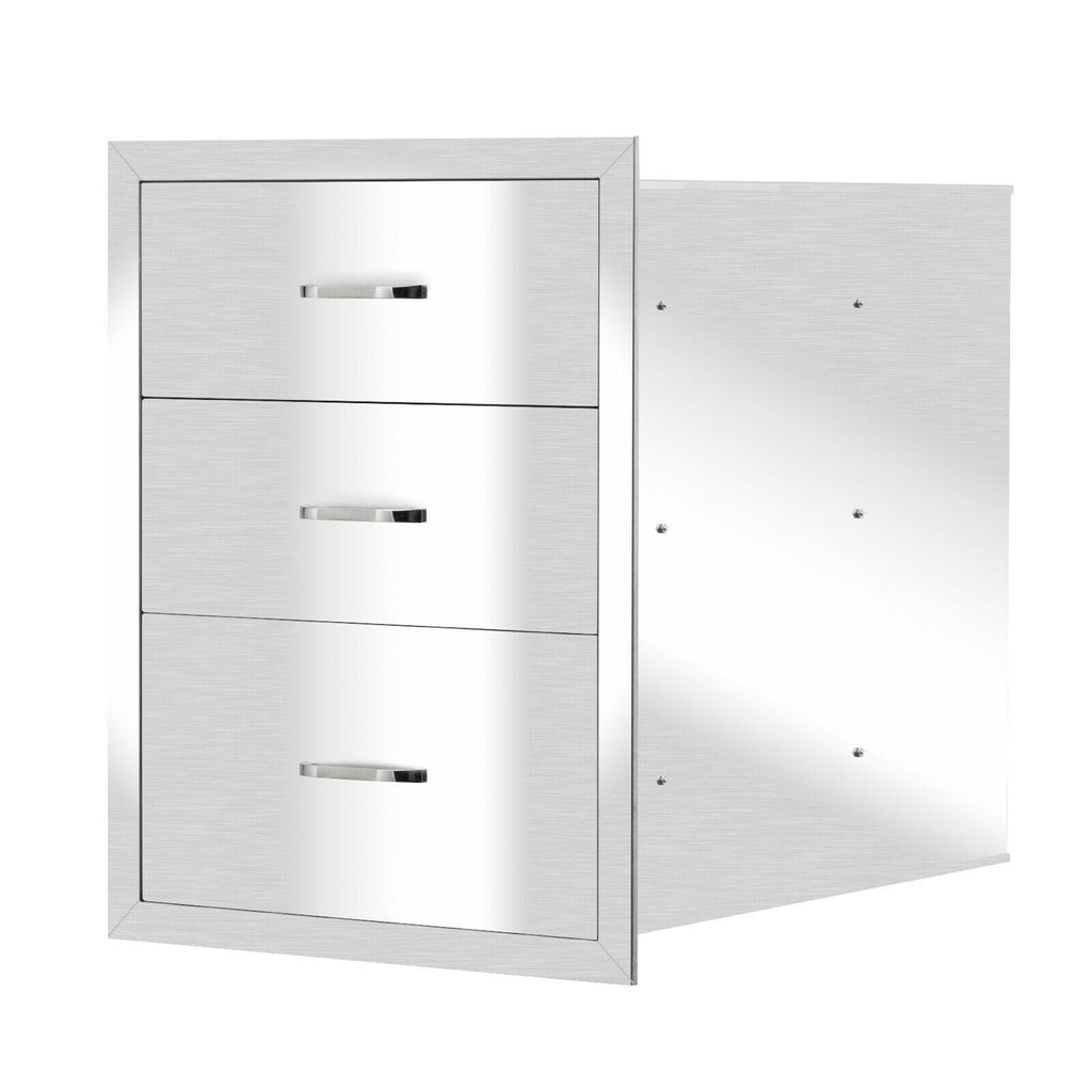 Steel 3-Layer Flush Mount StoraDrawers for BBQ Patio Grill Station