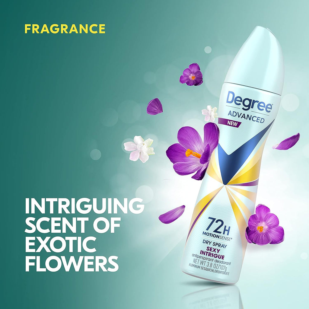 Degree Women Antiperspirant Deodorant Dry Spray Sexy Intrigue, 3.8 Ounce (Pack of 4)