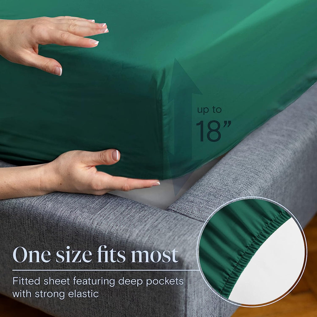 LuxClub 6 PC California King Size Sheet Set Bamboo Sheets Deep Pockets 18" Eco Friendly Wrinkle Free Cooling Sheets Machine Washable Hotel Bedding Silky Soft - Emerald California King