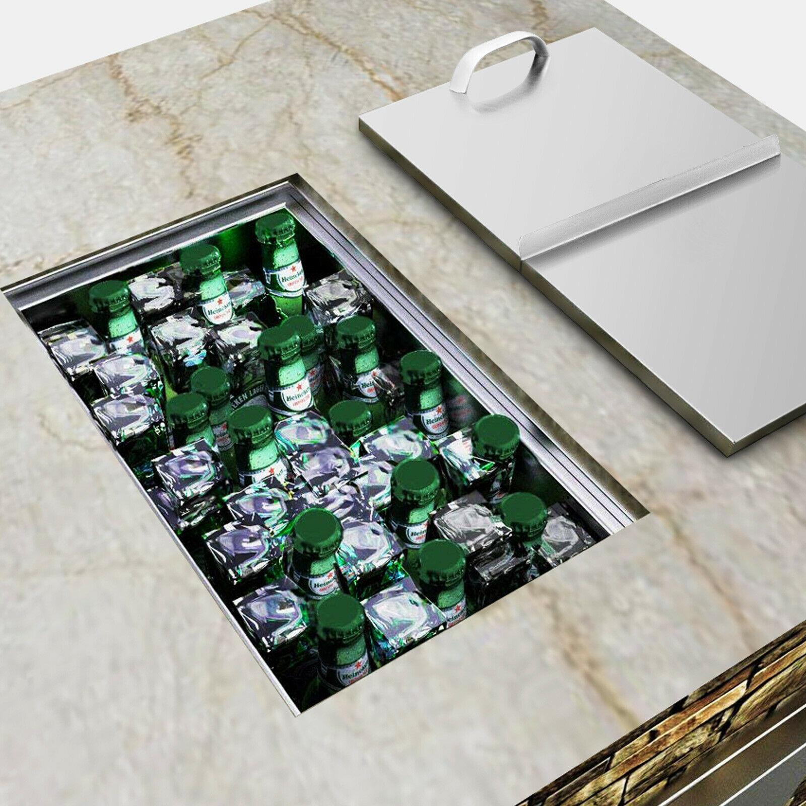 Outdoor Kitchen Drop-in Ice Chest Basin Insulated Wall Cooler Beer Beverage