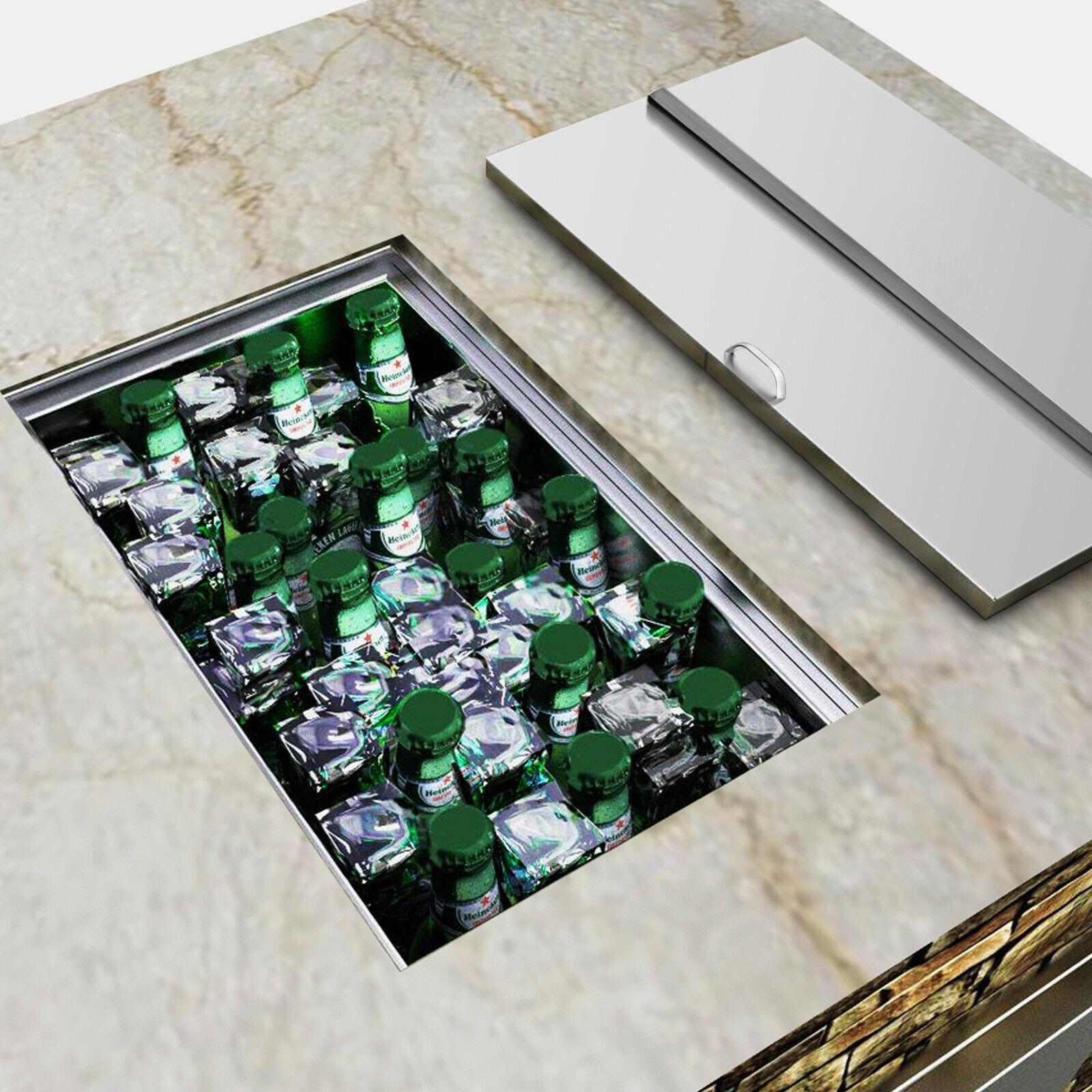 Outdoor Kitchen Drop-in Ice Chest Basin Insulated Wall Cooler Beer Beverage