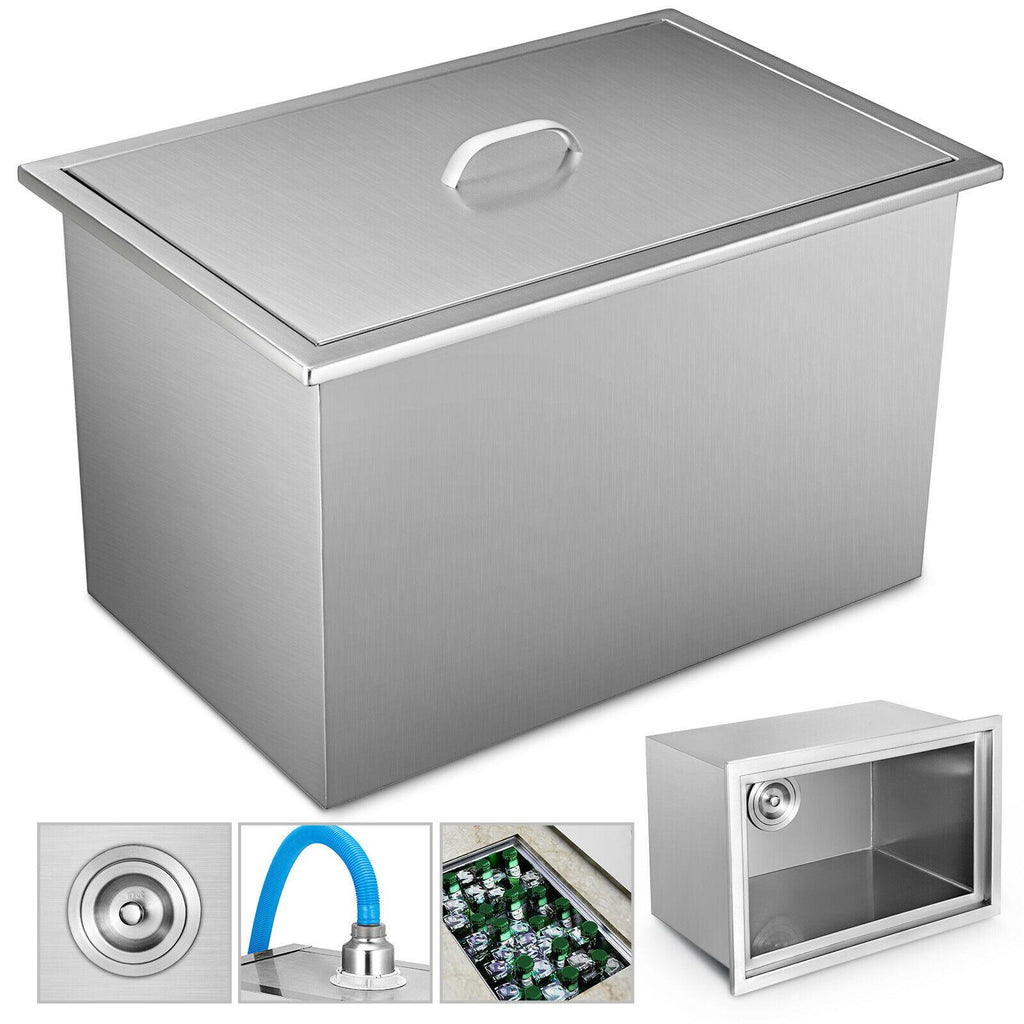Outdoor Kitchen Drop-in Ice Chest Basin Insulated Wall Cooler Beer Beverage