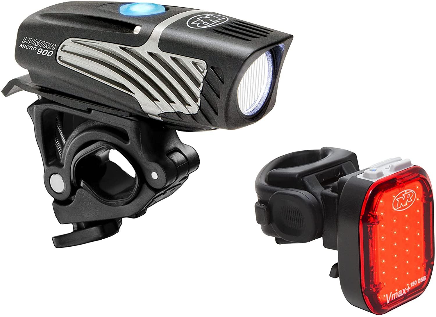 NiteRider Lumina Micro 900 Front Bike Light Vmax+ 150 Rear Bike Light Combo Pack- USB Rechargeable Bicycle Headlight LED Front Light Water Resistant Mountain Road City Commuting Cycling Safety Flash