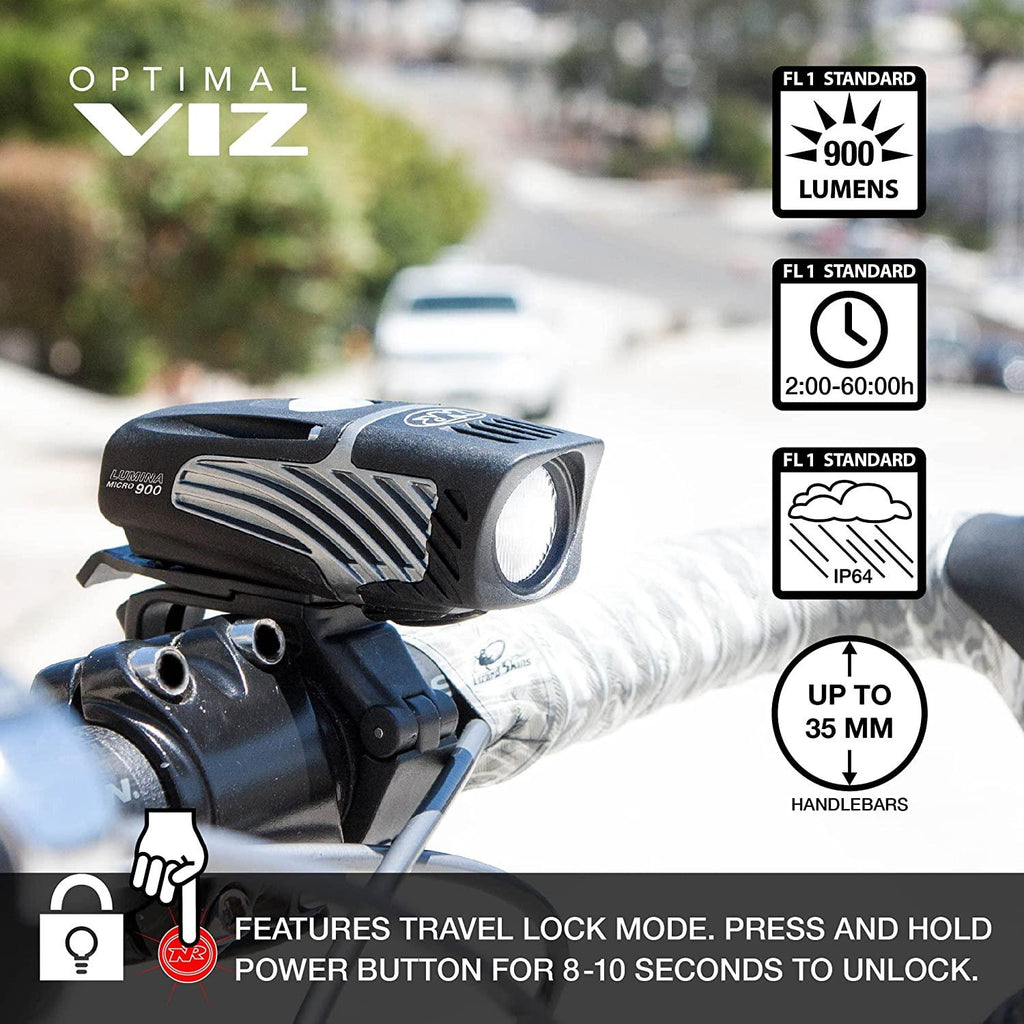 NiteRider Lumina Micro 900 Front Bike Light Vmax+ 150 Rear Bike Light Combo Pack- USB Rechargeable Bicycle Headlight LED Front Light Water Resistant Mountain Road City Commuting Cycling Safety Flash