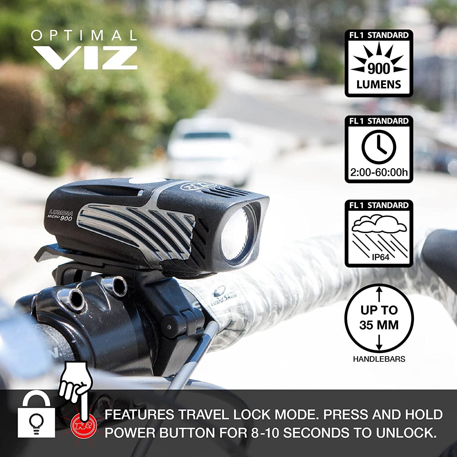 NiteRider Lumina Micro 900 Front Bike Light Vmax+ 150 Rear Bike Light Combo Pack- USB Rechargeable Bicycle Headlight LED Front Light Water Resistant Mountain Road City Commuting Cycling Safety Flash