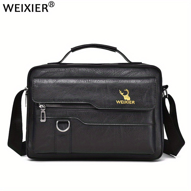 WEIXIER 1/2pcs Crossbody Bag, Men's Shoulder Bag, Retro Faux Leather Vertical Business Casual Satchel Bag, Men's Gift For Father/Anniversary