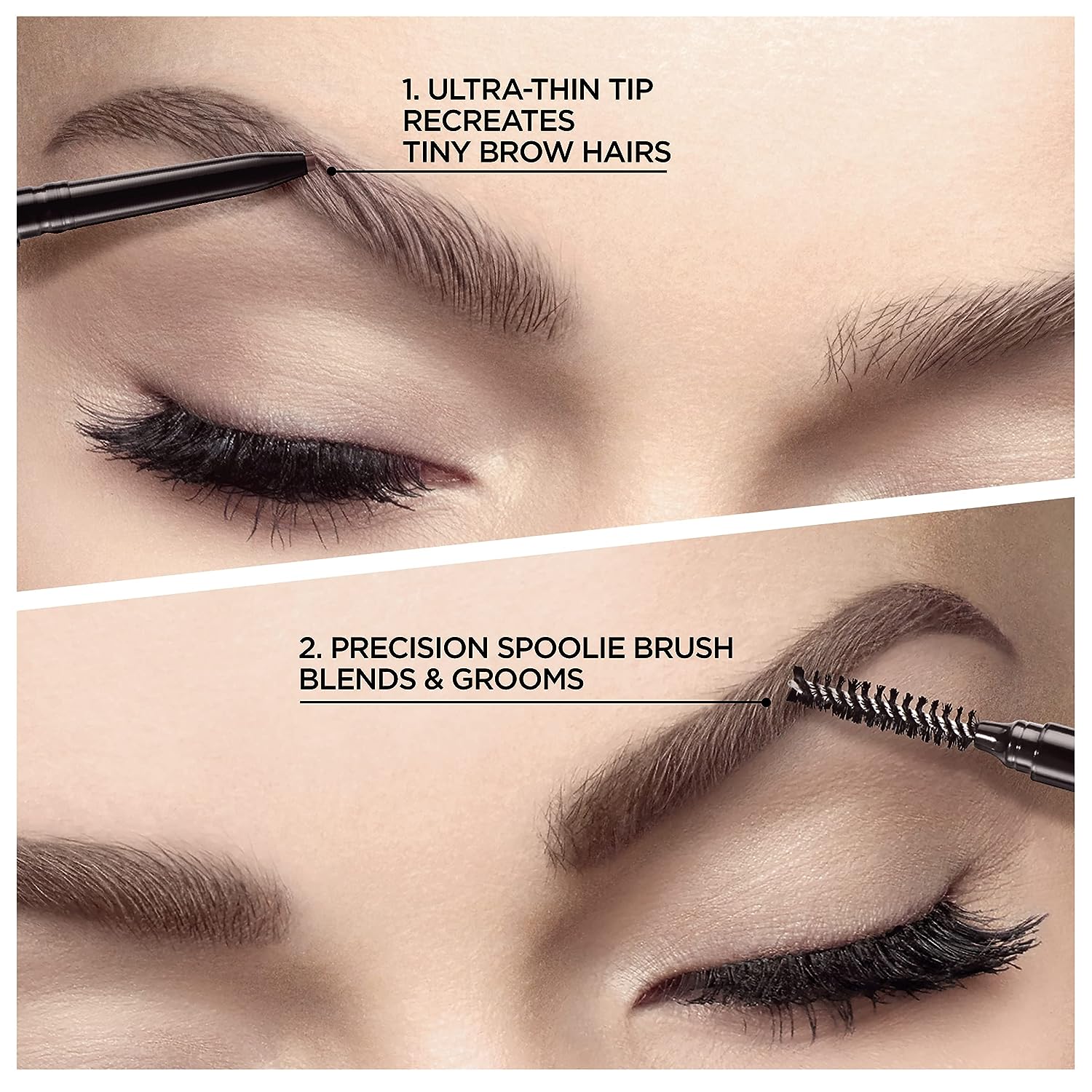 L’Oréal Paris Makeup Brow Definer Waterproof Eyebrow Pencil, Ultra-Fine Mechanical Pencil, Draws Tiny Brow Hairs and Fills in Sparse Areas and Gaps, Soft Black, 0.003 Ounce (Pack of 1)