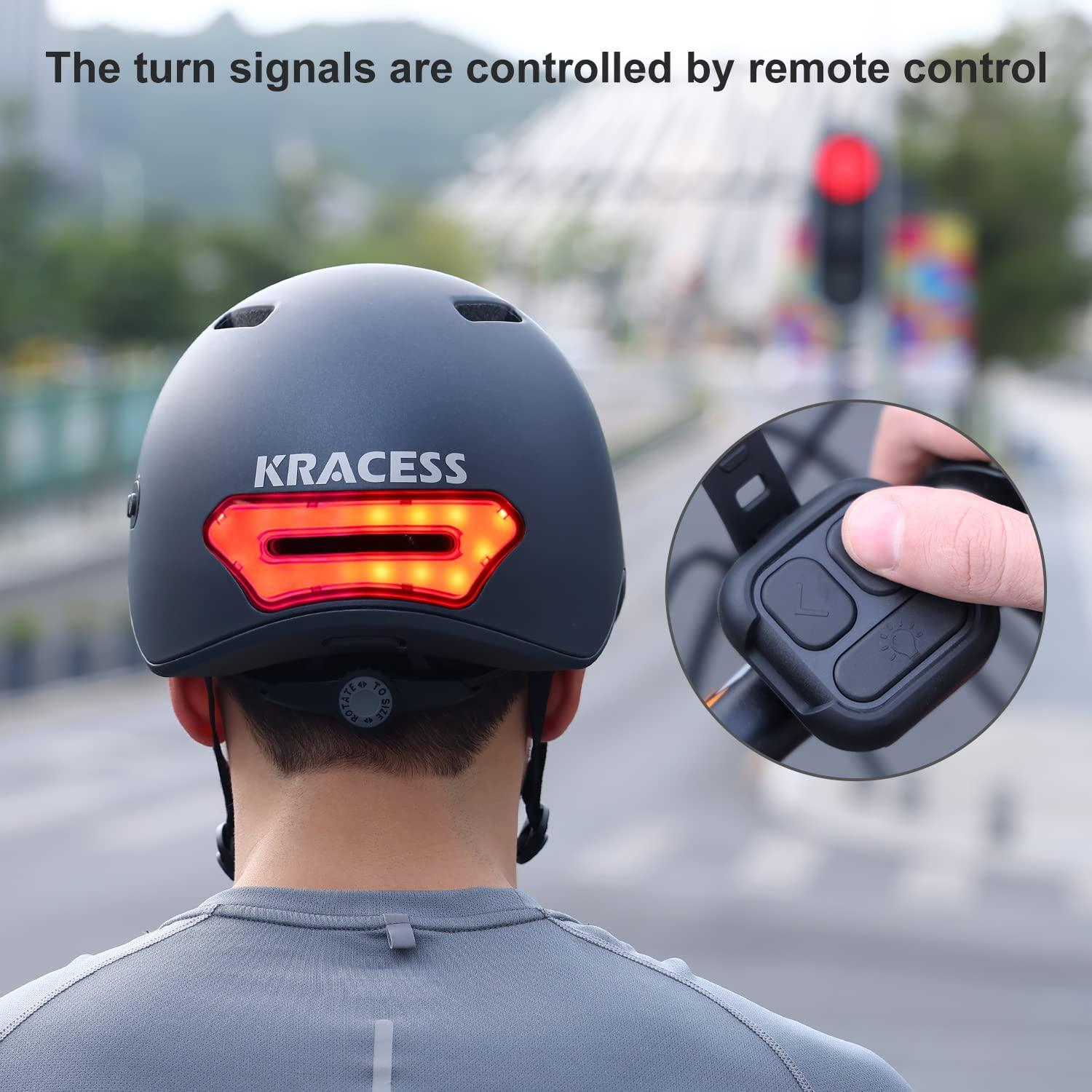 KRACESS Adult Bike Helmet Bluetooth Smart Helmet with Driving Recorder and LED Taillight Function for Urban Commuter Detachable Visor Mens/Womens Bike Bluetooth Helmet