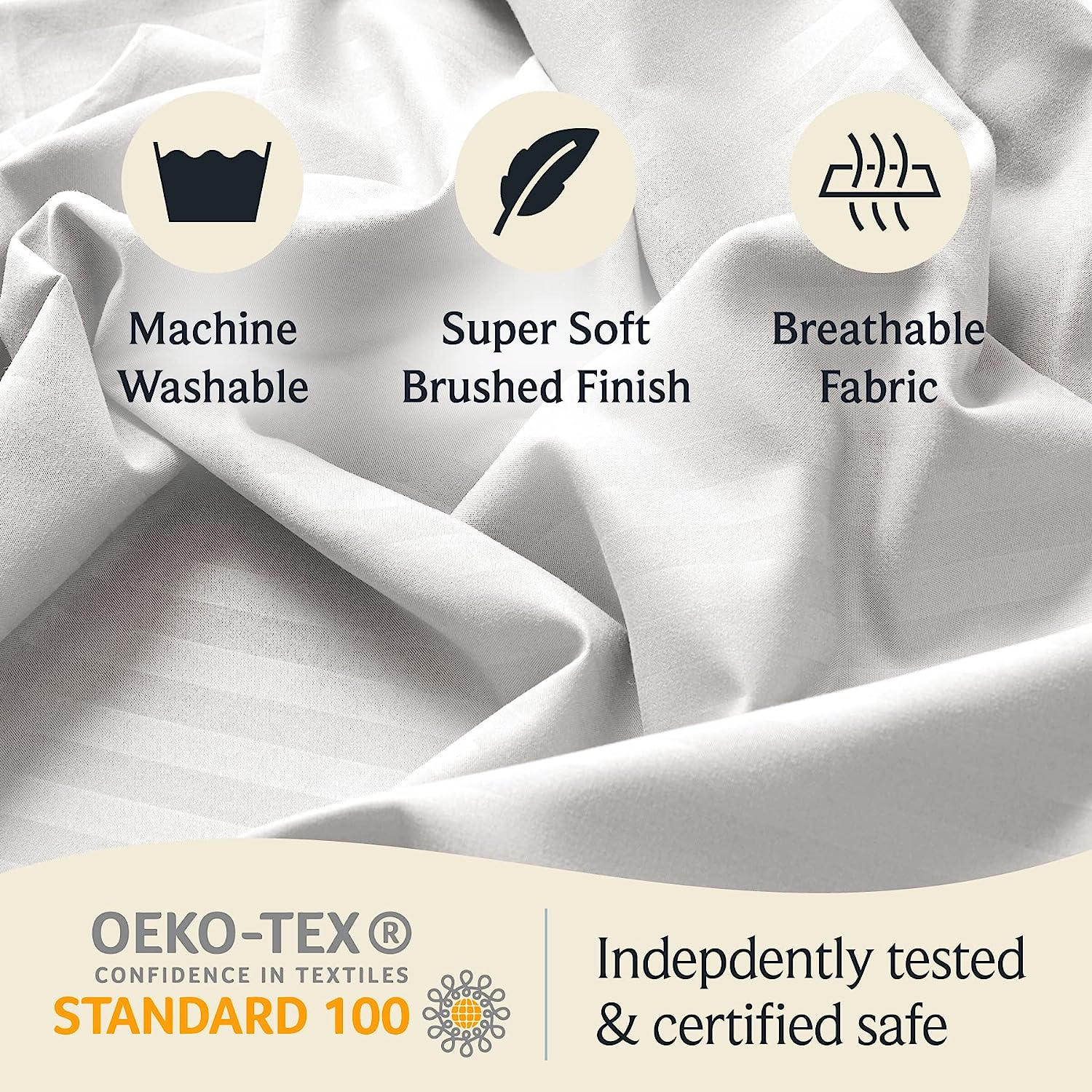 LuxClub Queen Size Striped Sheets Set, 6 PC Striped Bed Sheets, Deep Pockets 18" Eco Friendly Wrinkle Free Cooling Sheets Machine Washable Hotel Bedding Silky Soft (Queen, Striped White)