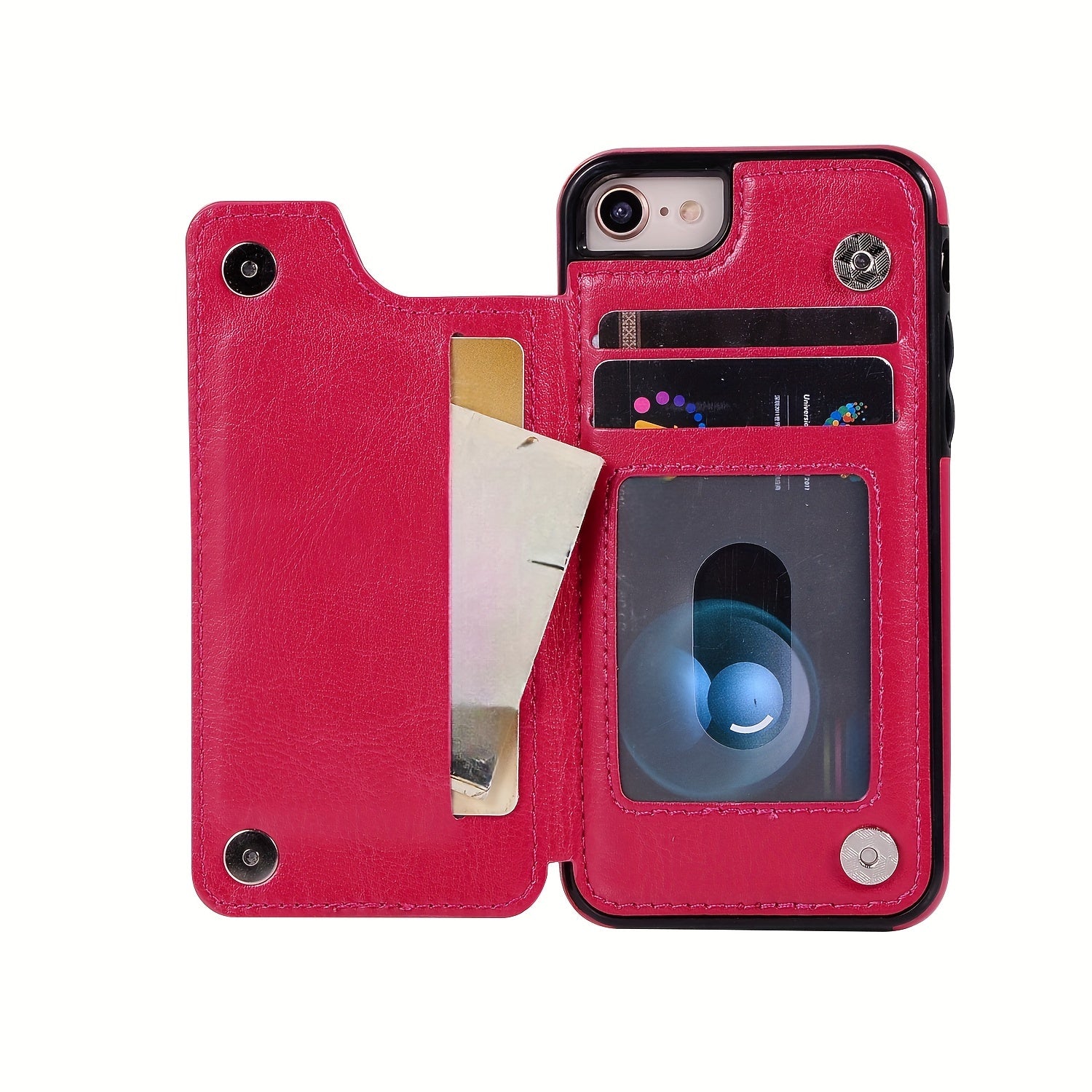 For  15/ 14/ 13/ 12/ 11 Pro Max/ Mini/ XR/ XS Max/ SE 2022/2020/ 7/ 8 Plus Wallet Case With Card Holder, PU Faux Leather Kickstand Card Slots Case, Double Magnetic Clasp And Durable Shockproof Cover