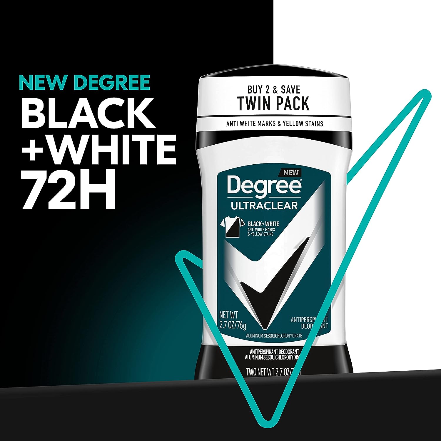 Degree Men UltraClear Antiperspirant Deodorant Black+White 2 Count 72-Hour Sweat &amp; Odor Protection Antiperspirant For Men With MotionSense Technology 2.7 oz