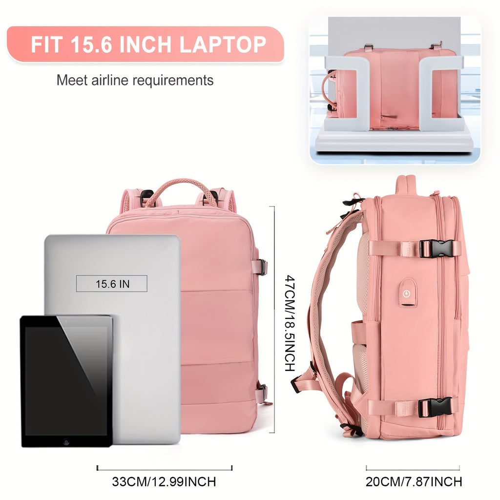 LarTravel Backpack, Carry On Backpack, HiBackpack, Waterproof Outdoor Sports Rucksack, Casual Daypack, School Bag, Fit 14 Inch Laptop With USB Charging Port &amp; Shoes Compartment