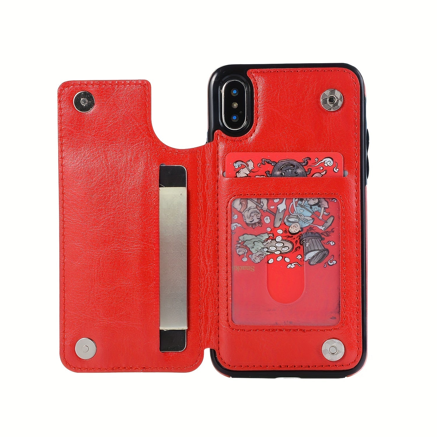 For  15/ 14/ 13/ 12/ 11 Pro Max/ Mini/ XR/ XS Max/ SE 2022/2020/ 7/ 8 Plus Wallet Case With Card Holder, PU Faux Leather Kickstand Card Slots Case, Double Magnetic Clasp And Durable Shockproof Cover