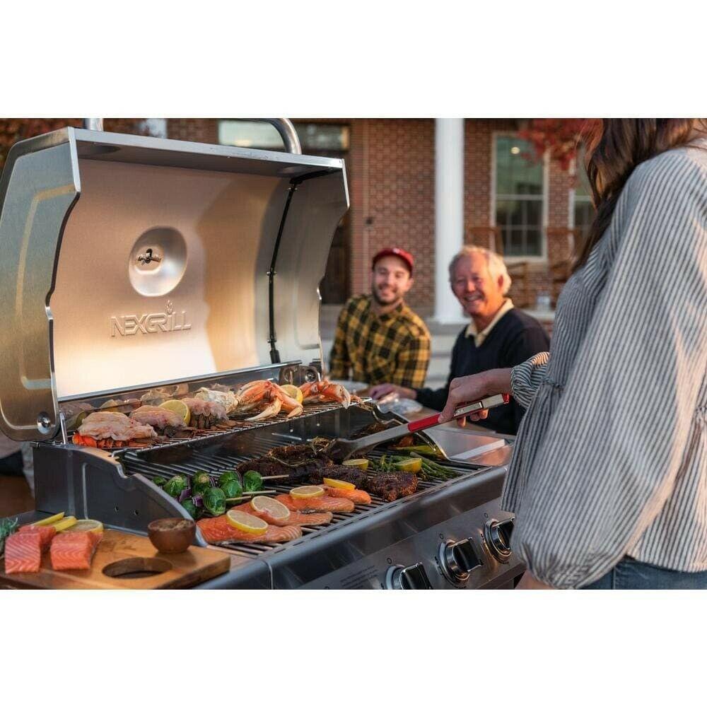 4-Burner Propane Gas Grill  Steel with Side Burner Electronic Ignition