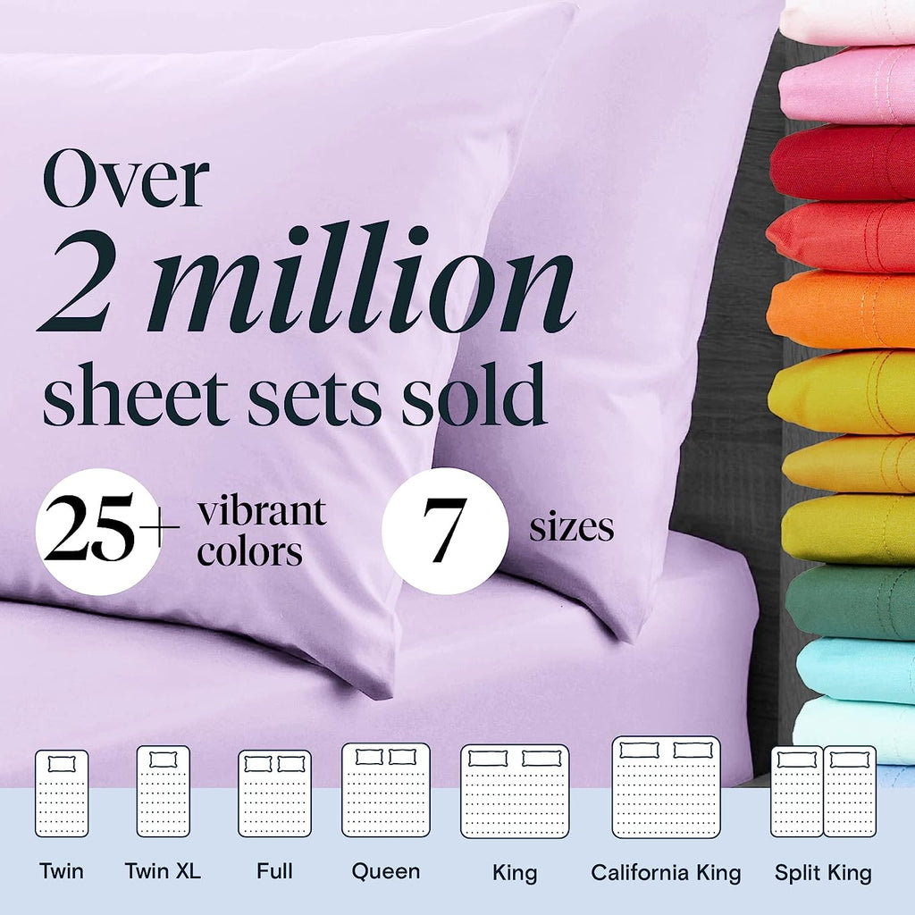 LuxClub 6 PC Full Size Sheet Set Bamboo Sheets Deep Pockets 18" Eco Friendly Wrinkle Free Cooling Sheets Machine Washable Hotel Bedding Silky Soft - Periwinkle Full