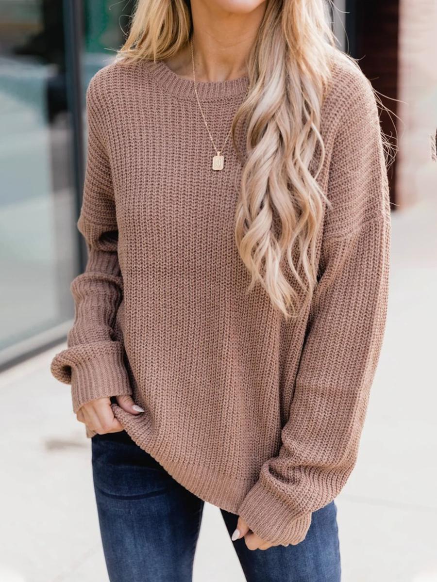 Women Chic Comfortable Warm Plain Casual Sweaters