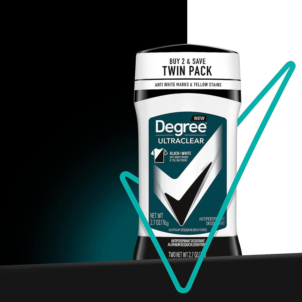 Degree Men UltraClear Antiperspirant Deodorant Black+White 2 Count 72-Hour Sweat &amp; Odor Protection Antiperspirant For Men With MotionSense Technology 2.7 oz