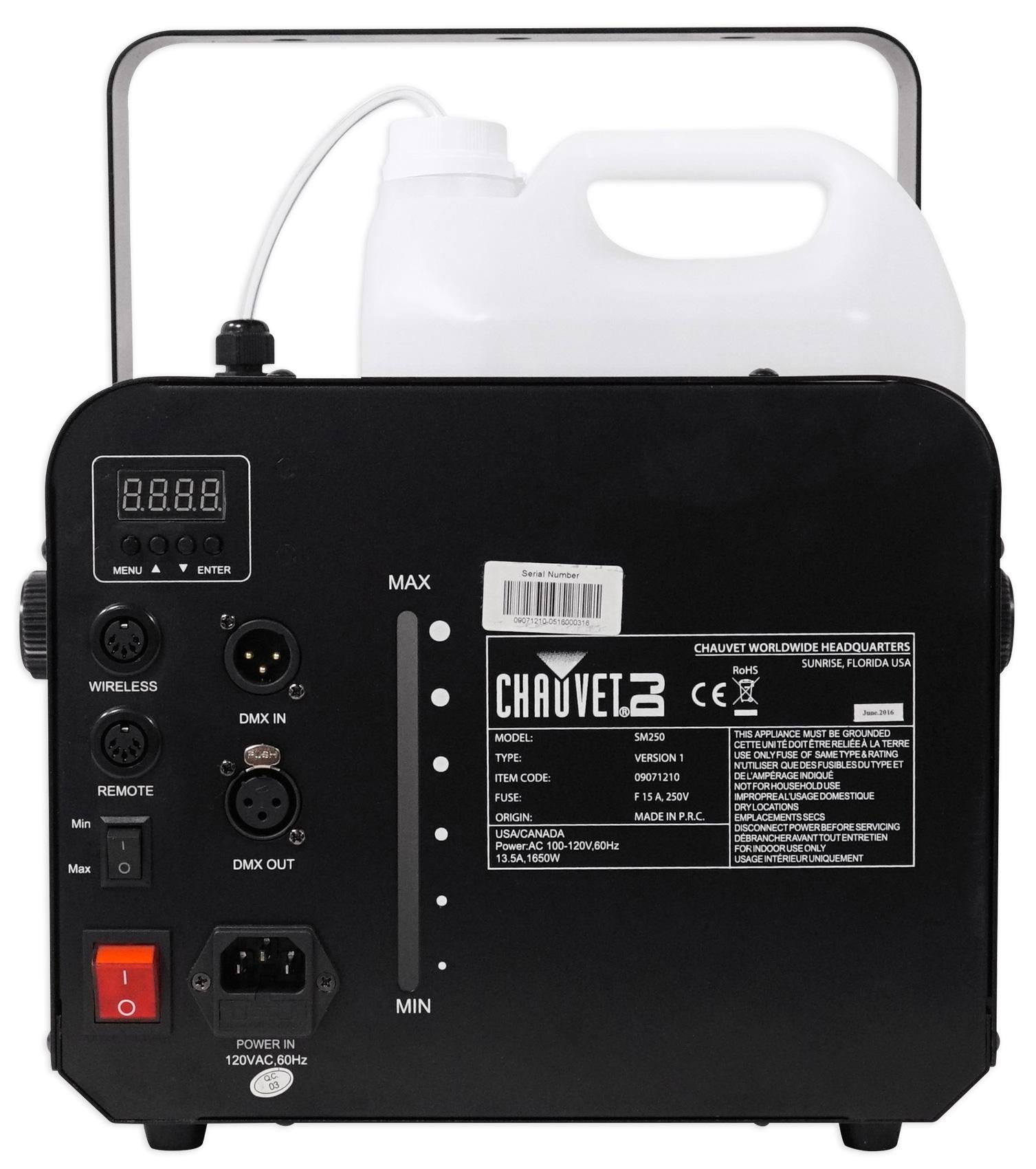Chauvet DJ SM 250 Portable DMX Snow Machine w/ Remote+Fog Machine w/ Remote