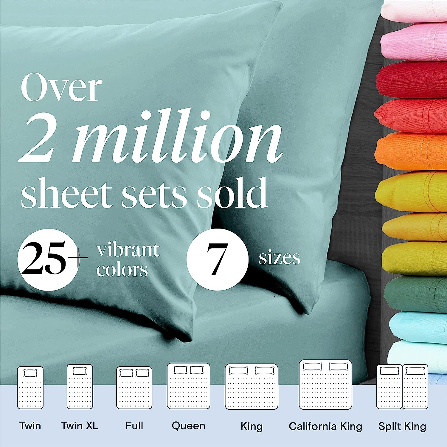 LuxClub 6 PC California King Size Sheet Set Bamboo Sheets Deep Pockets 18" Eco Friendly Wrinkle Free Cooling Sheets Machine Washable Hotel Bedding Silky Soft - Light Teal California King