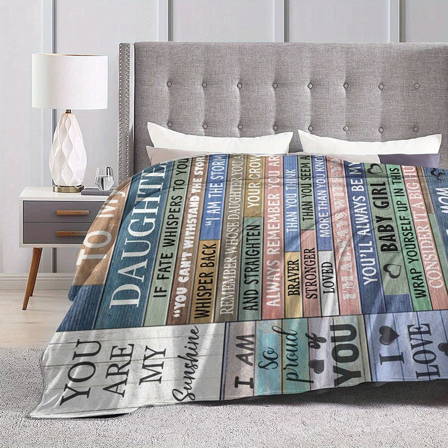 1pc To My Daughter Print Blanket, Soft Blanket For Sofa Office Bed And Travelling Daughter Birthday Gift