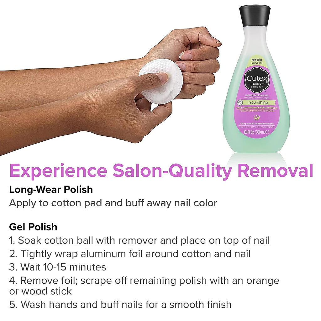 Gel Nail Polish Remover by Cutex, Ultra-Powerful &amp; Removes Glitter and Dark Colored Paints, Paraben Free, 6.76 Fl Oz (Pack of 3)