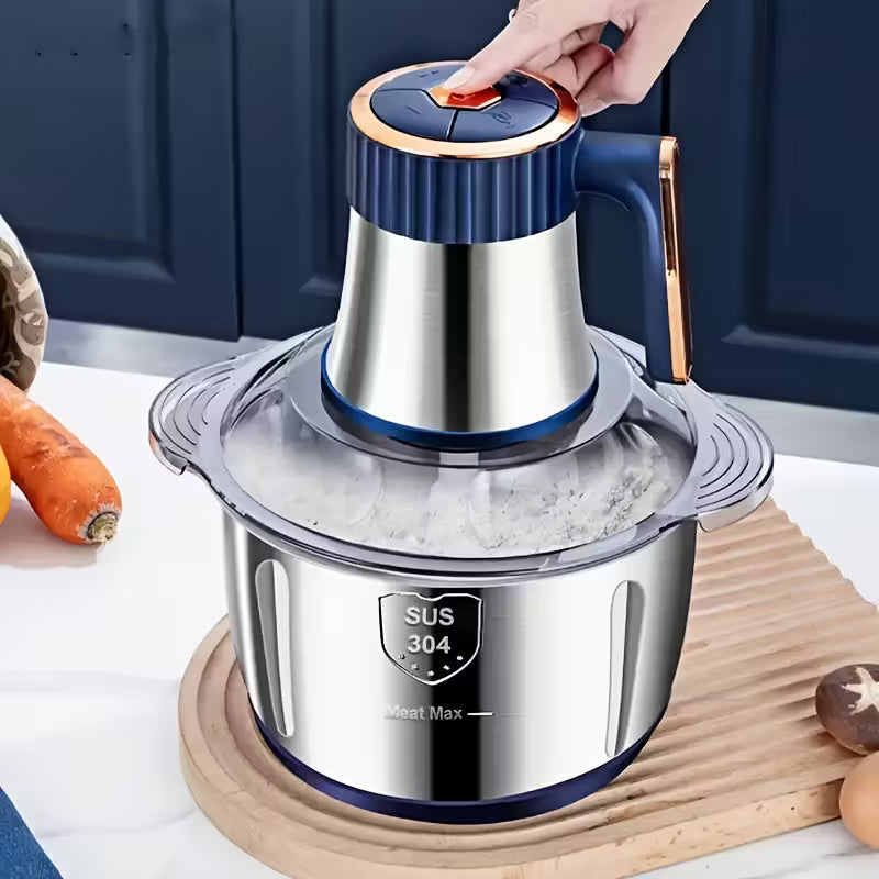 1.32gal Large Capacity Electric Food Processor & Meat Grinder - Heavy-Duty Stainless Steel Chopper with 40,000 RPM Motor, 5-Speed Settings, Bi-Level Blades, Vegetable Slicer for Kitchen - Compatible with Plug (for Vegetables, Fruits, Meat, Nuts)