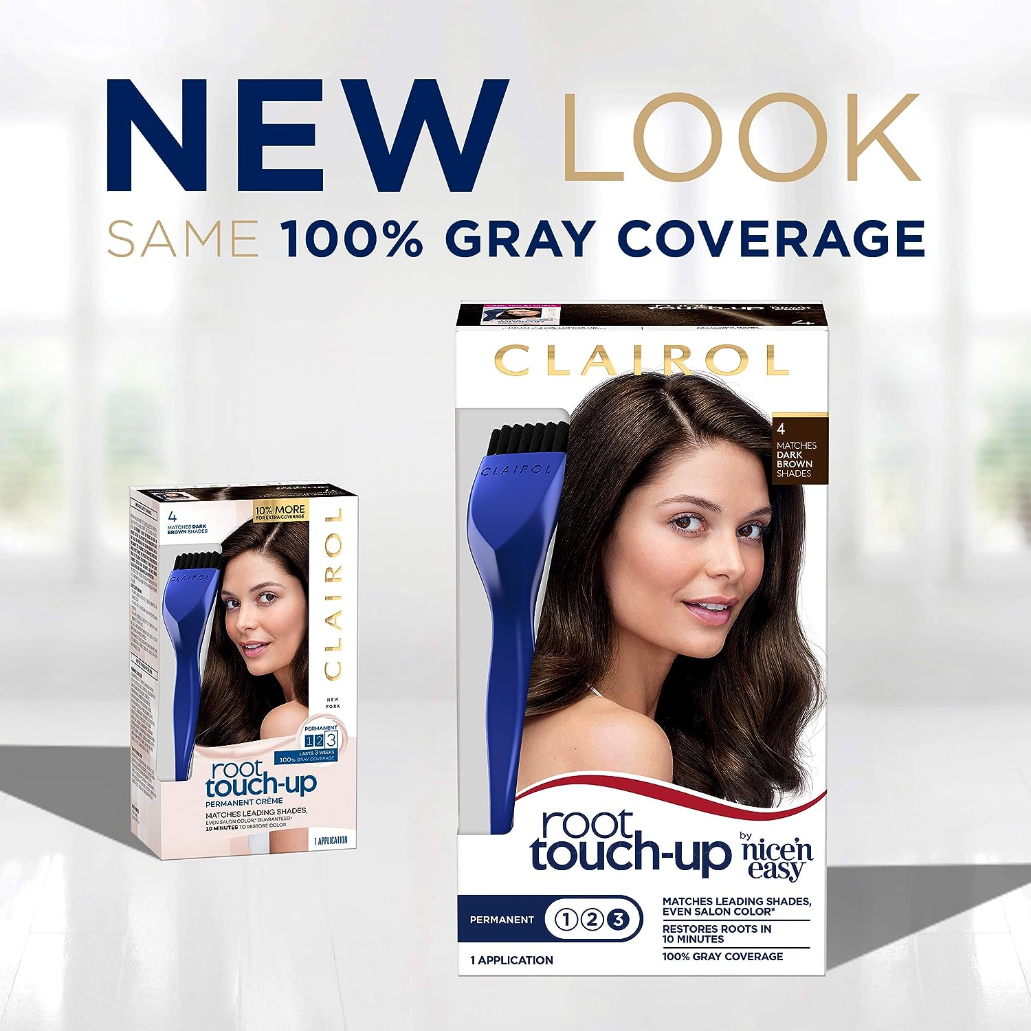 Clairol Root Touch-Up by Nice'n Easy Permanent Hair Dye, 4 Dark Brown Hair Color, 2 Count