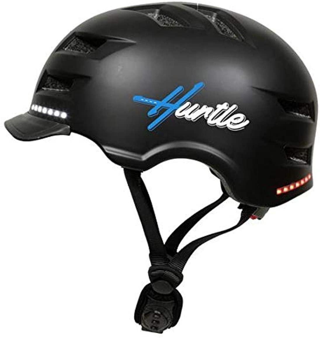 Bluetooth Smart Skate Helmet - Rechargeable Helmet with Wireless Turn Signal and LED Warning Lights, Includes Remote Control, Large Size (Black) (HURSHL18)