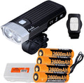 Fenix BC30 v2.0 Bicycle Light, 2200 Lumen Dual Beam with Wireless Remote, Four 2600mAh Rechargeable Batteries, Dual Slot Charger, and LumenTac Battery Case