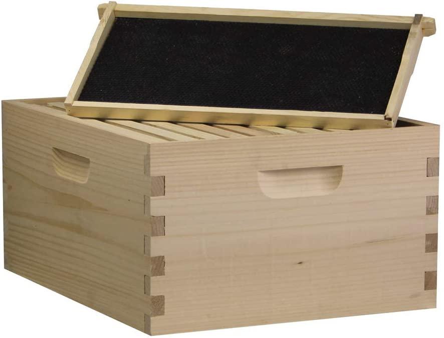 Amish Made in USA Complete Langstroth Bee Hive Includes Frames and Foundations (2 Deep, 1 Medium)