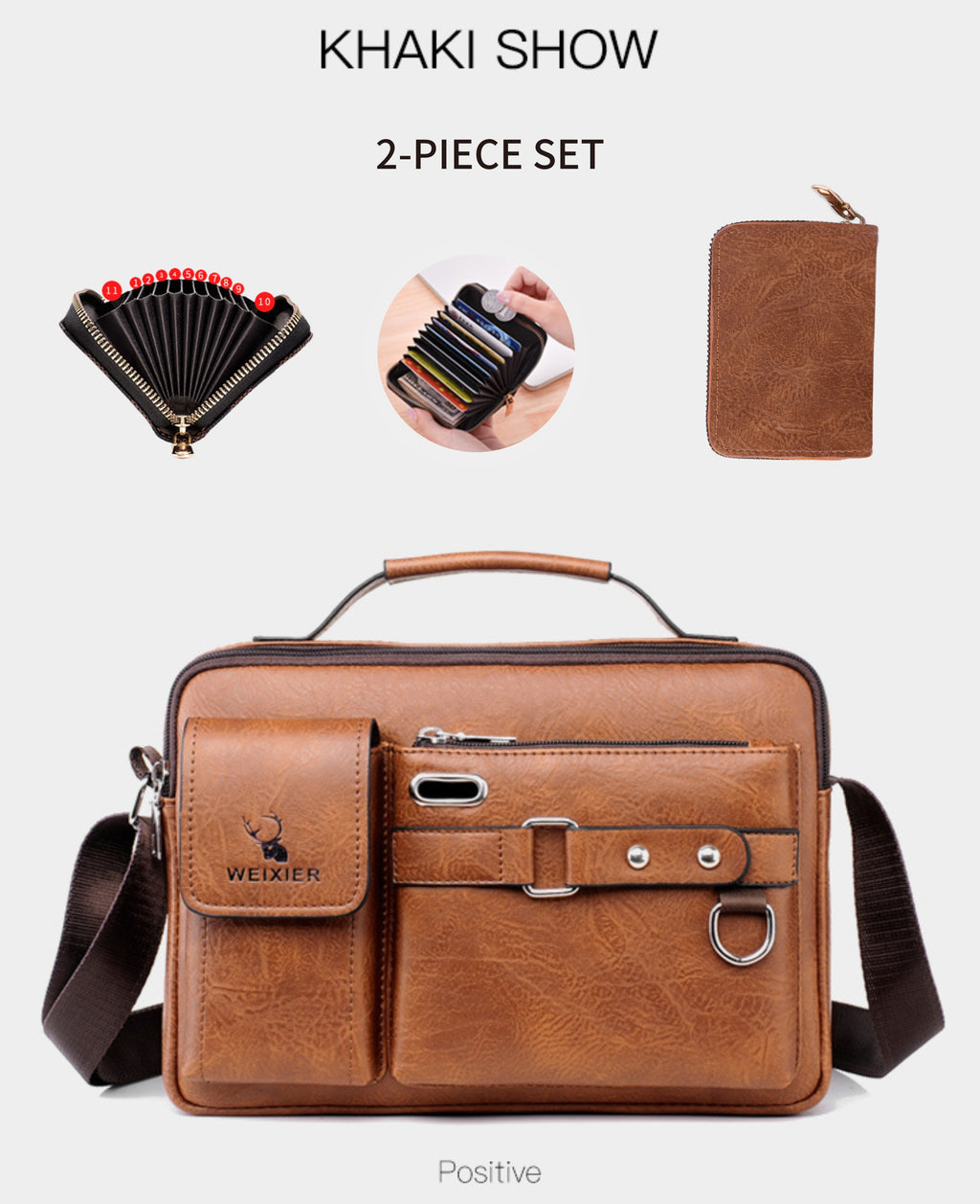 【WEIXIER】 Men's PU Material Crossbody Bag Men's Business Crossbody Bag Portable Shoulder Bag Casual Bag Men's Bag Gift For Father /Anniversary