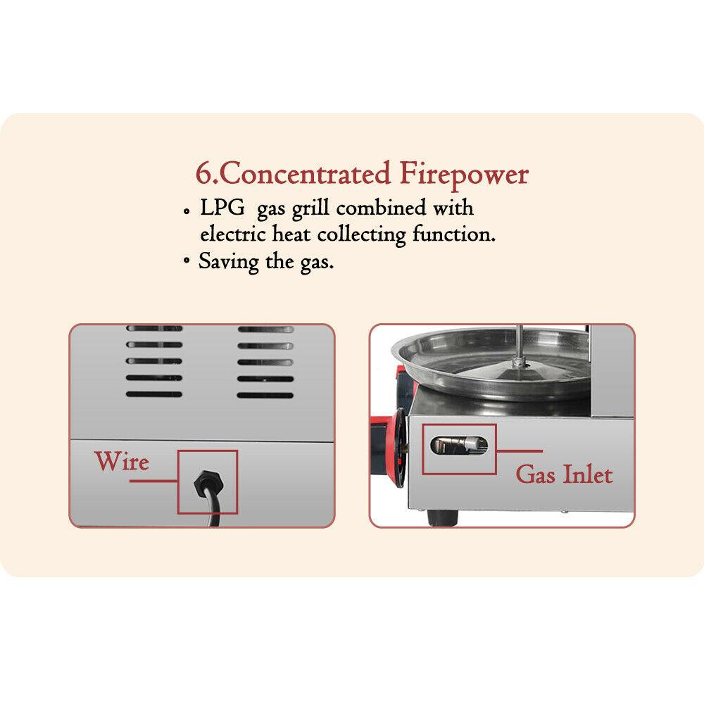 Steel LPG Shawarma Grill Doner Kebab Machine 110V Automatic Rotation