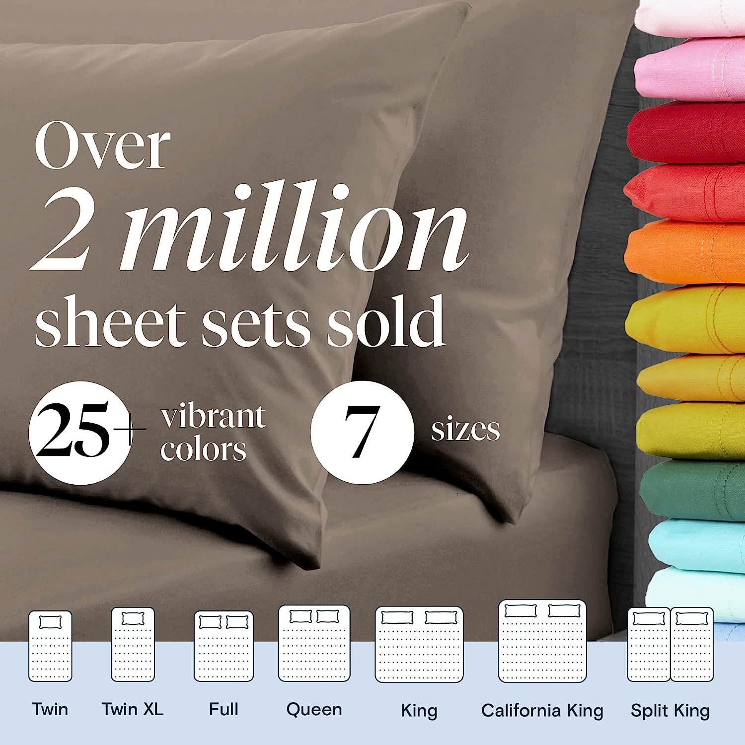 LuxClub 6 PC California King Size Sheet Set Bamboo Sheets Deep Pockets 18" Eco Friendly Wrinkle Free Cooling Sheets Machine Washable Hotel Bedding Silky Soft - Tree Bark California King