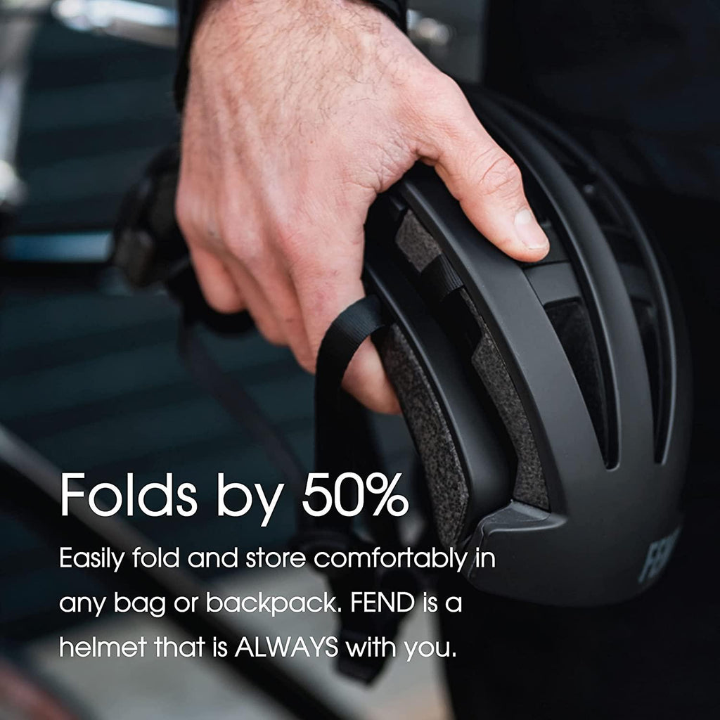 FEND One Foldable Bike Helmet - Adult Mens and Womens Bike Helmet - Safety Certified for Bicycle Road Bike Scooter Cycling Commuter Helmet