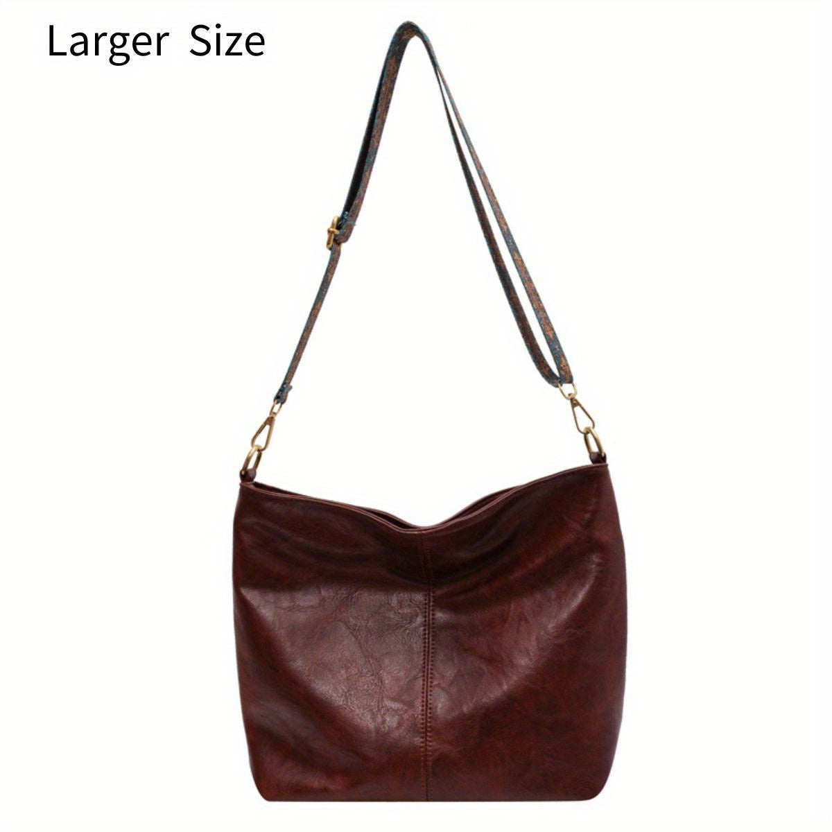 Geometric Strap Hobo Bag, LarCapacity Crossbody Bag, Women's Retro Style Shoulder Bag