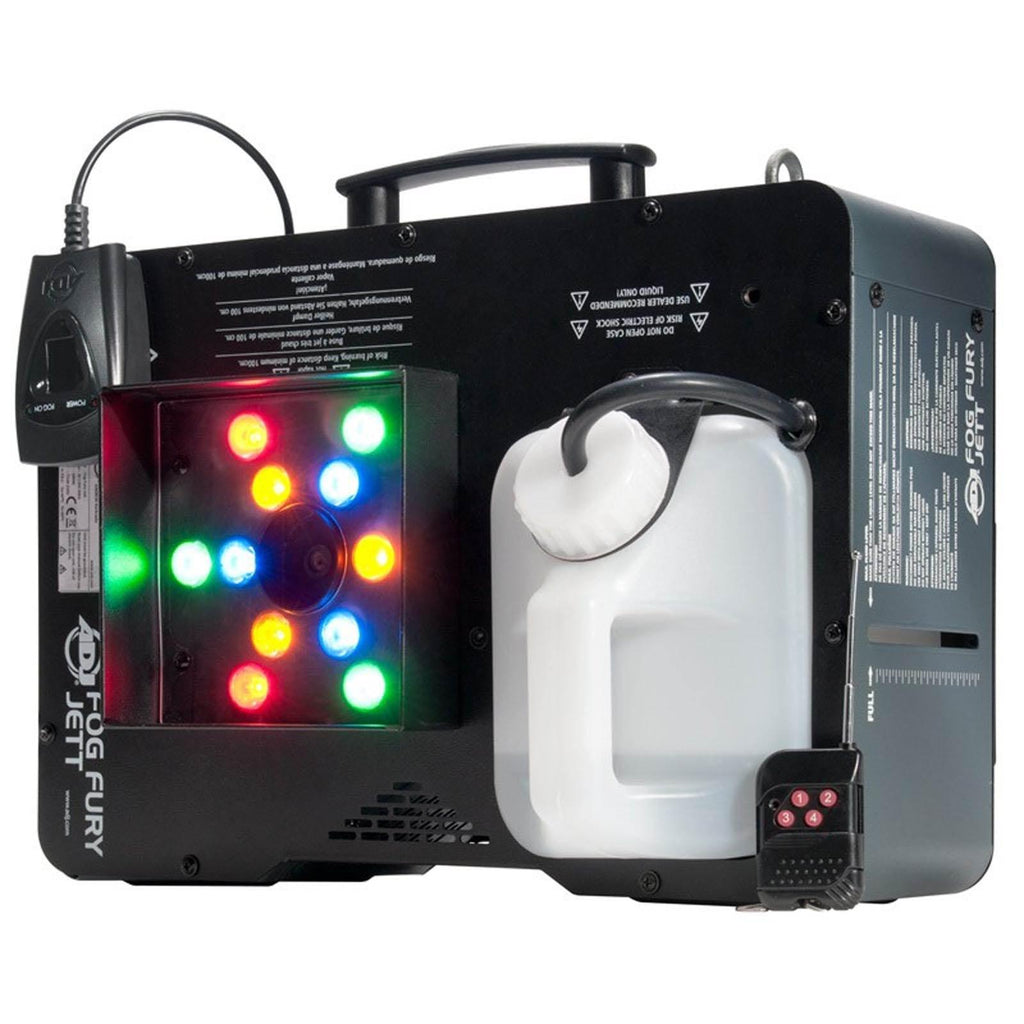 AMERICAN DJ Fog Fury Jett Fog Machine & LED Light Effect w/ Remote + HDF Fluid