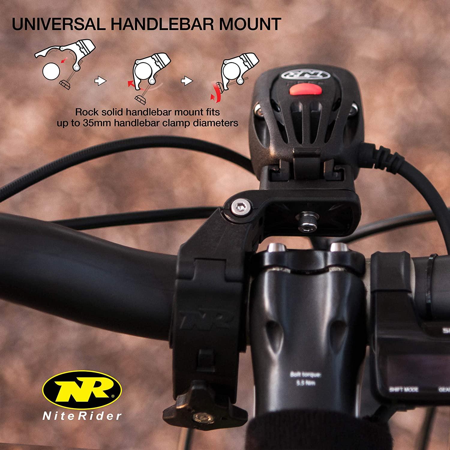 NiteRider Pro 1400 Race, High Performance Lightweight MTB Race Bike Light, 1400 Lumens of Max Output. Durable Bicycle Front Light. Excellent MTB Beam Pattern